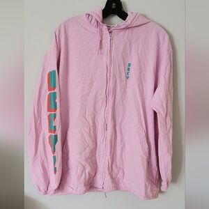 Obey World Wide Pink Zip Up Windbreaker Jacket Woman’s L
